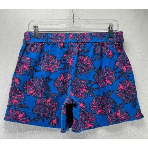 J.Crew Shorts Womens Size 4 Floral Print Elastic Waist Mini Linen Cotton Blue - Picture 3 of 11